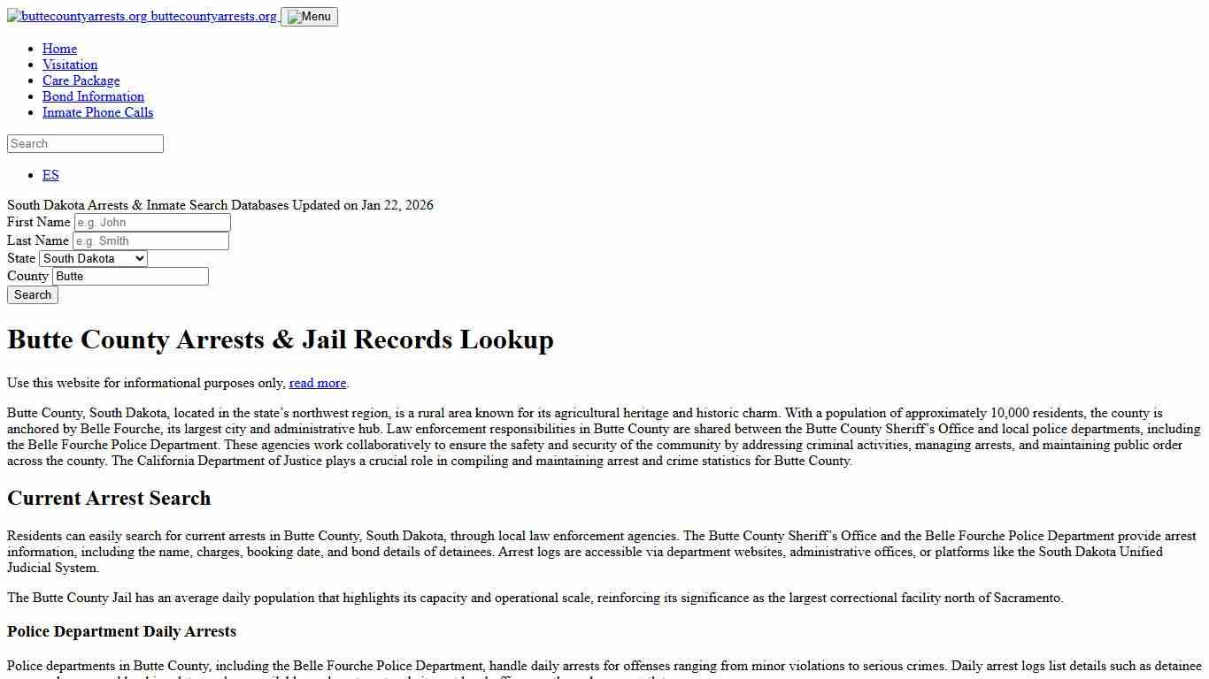 Butte County, SD Arrests, Warrants, Police Records Search